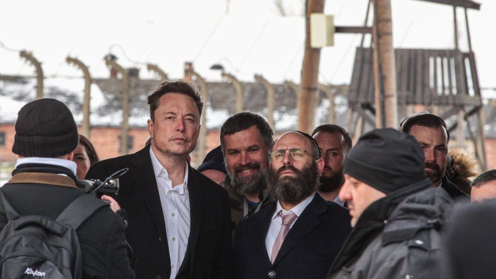 Elon Musk visits site of Auschwitz death camp