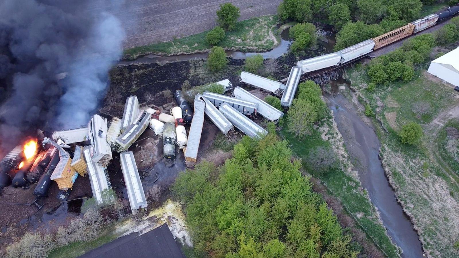 Video captures freight train crashing through grain truck in rural Minnesota