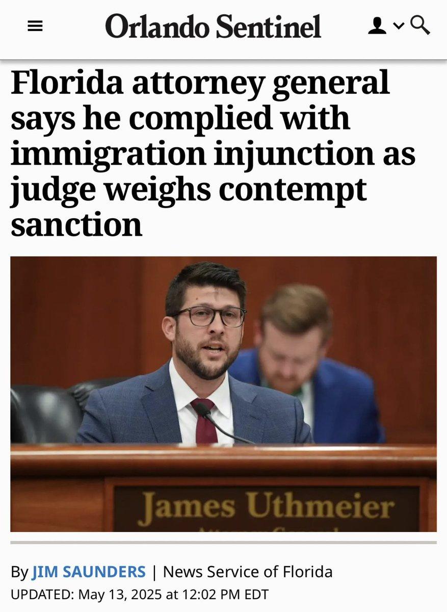 Judge considers whether Florida’s attorney general should be held in contempt over immigration law