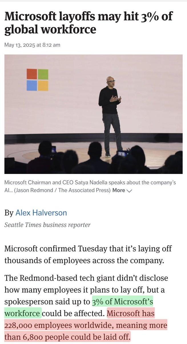Microsoft lays off about 3% of its workforce in what one executive calls a 'day with a lot of tears'